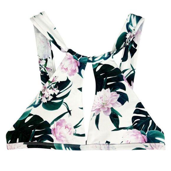 Kendall & Kylie White Tropical Bikini Top Size Small - Picture 1 of 6